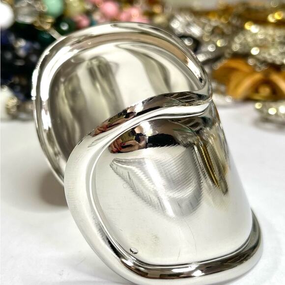 Bracelet Medium Bone Cuff Bracelet Silver Tone N04 - Picture 6 of 9